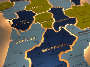 France LED map on acrylic glass with backlighting between regions color Urban — buy | FACTURA