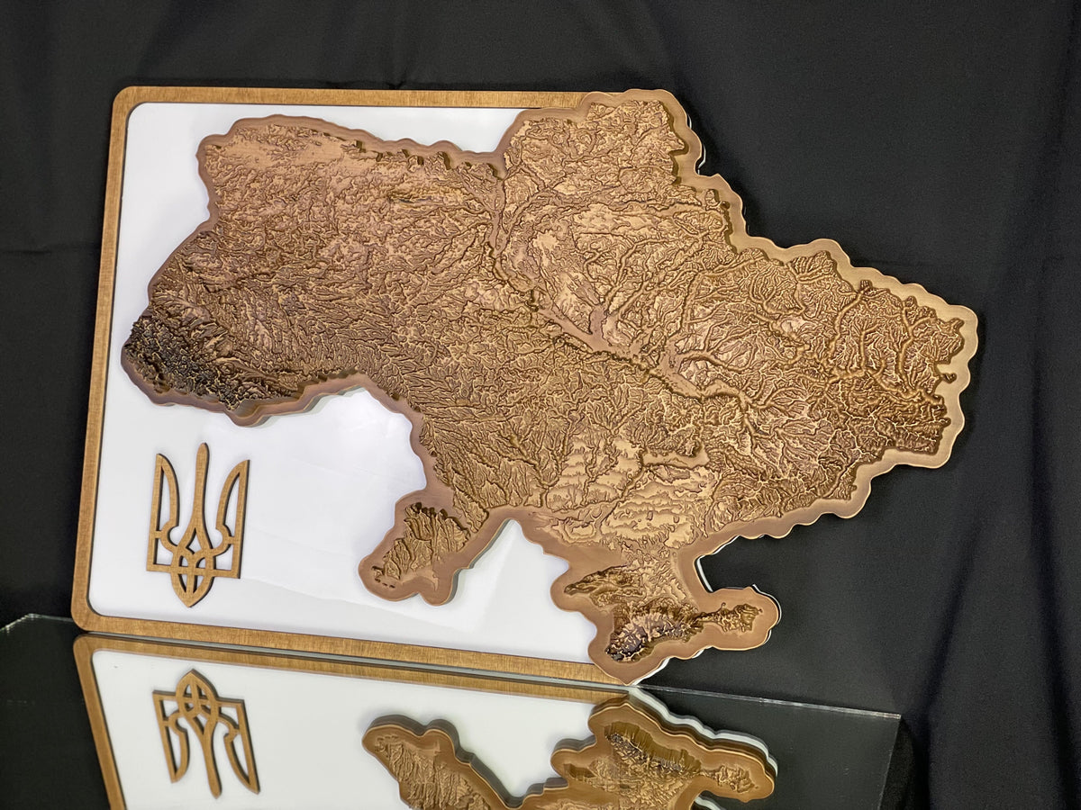 Wooden topographic map of Ukraine 3D, travel map — buy | FACTURA