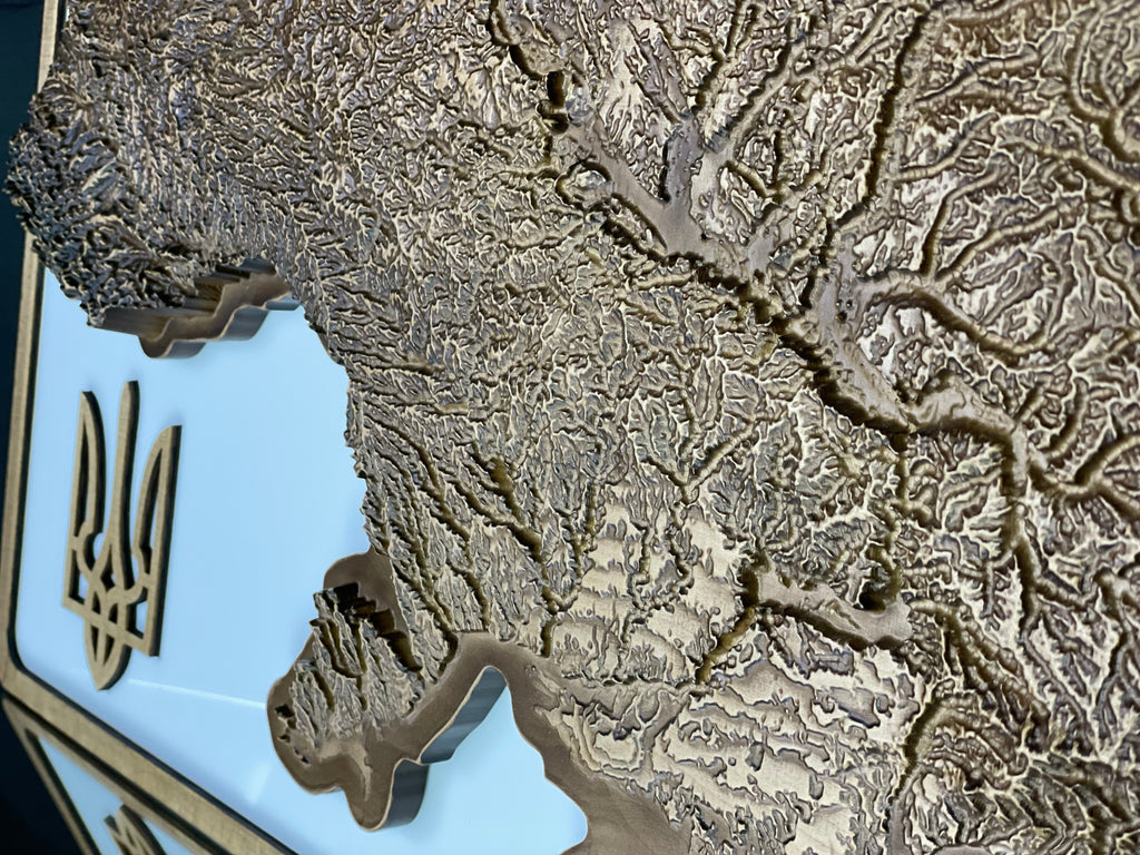 Wooden topographic map of Ukraine 3D, travel map — buy | FACTURA