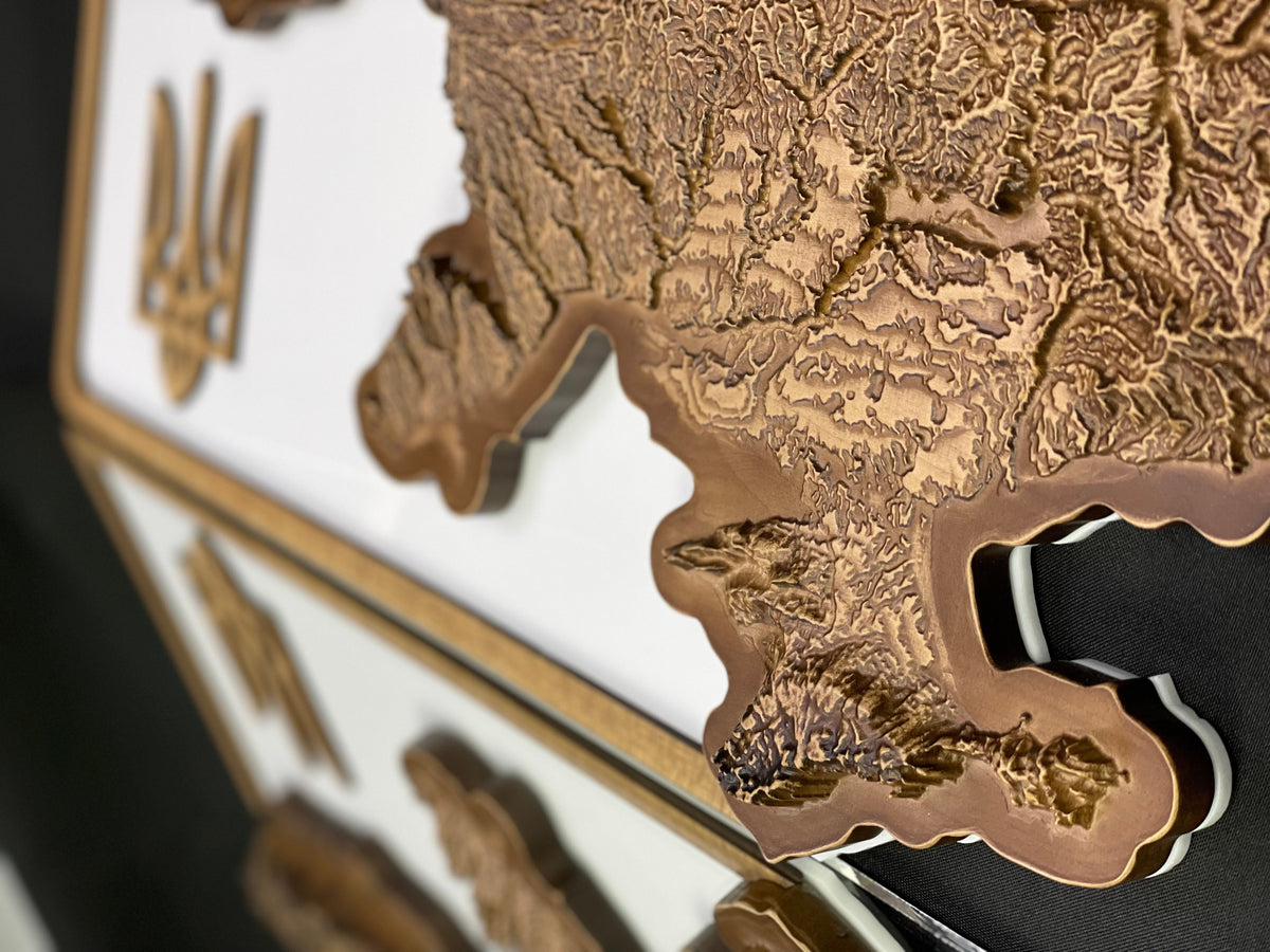 Wooden topographic map of Ukraine 3D, travel map — buy | FACTURA