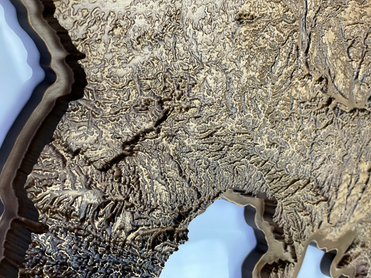 Wooden topographic map of Ukraine 3D, travel map — buy | FACTURA