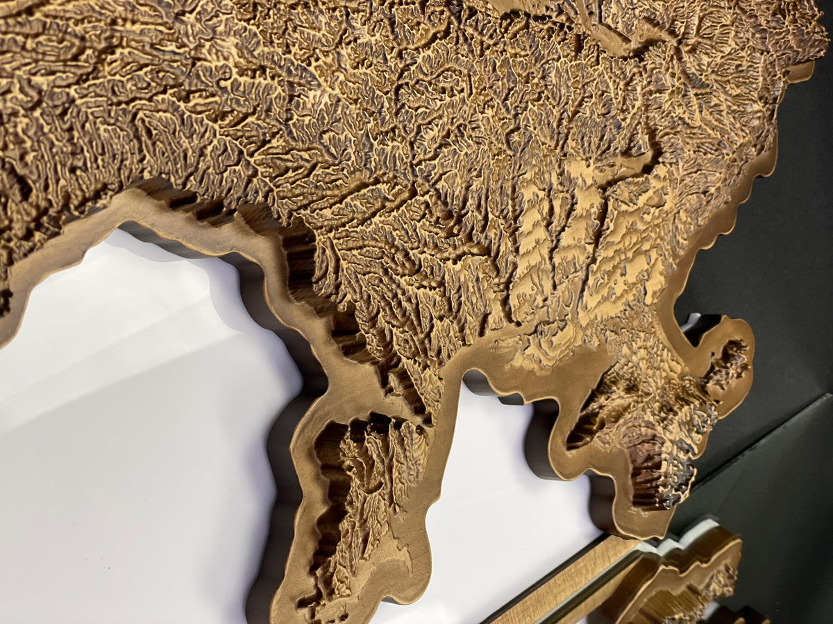 Wooden topographic map of Ukraine 3D, travel map — buy | FACTURA