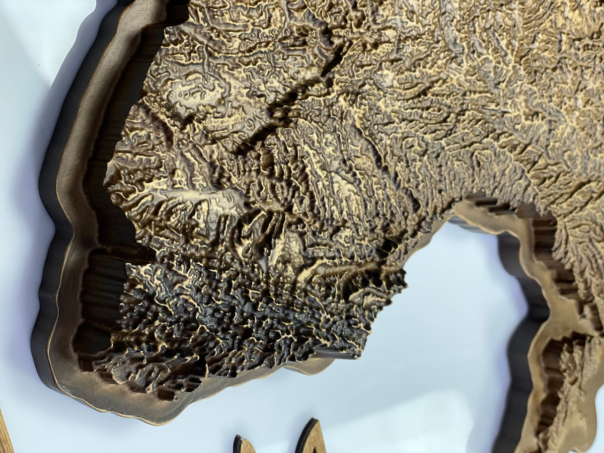 Wooden topographic map of Ukraine 3D, travel map — buy | FACTURA