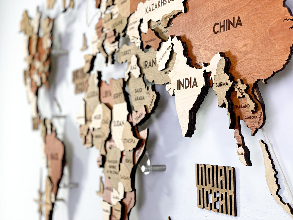 LED 3D Wooden Multilayer world map color Memphis — buy | FACTURA
