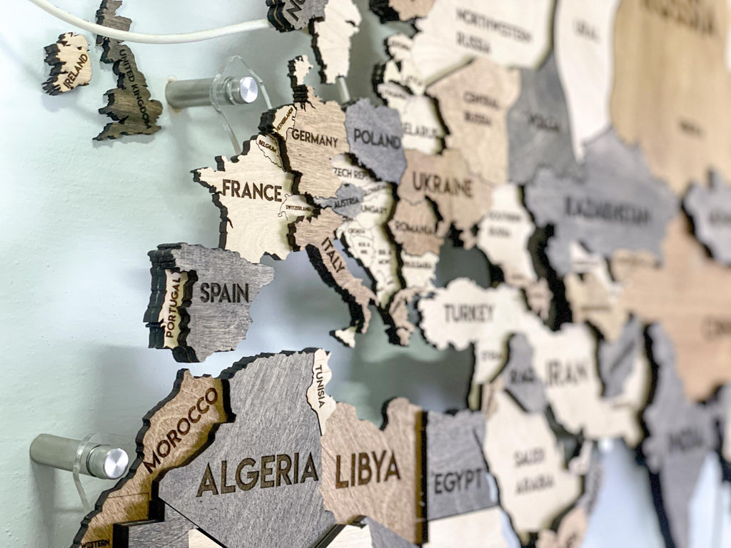 LED 3D Wooden Multilayer world map color Wonder — buy | FACTURA