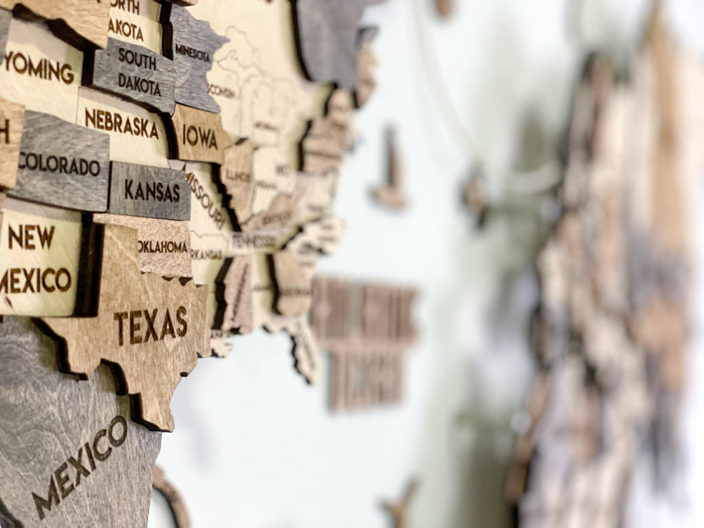 LED 3D Wooden Multilayer world map color Wonder — buy | FACTURA