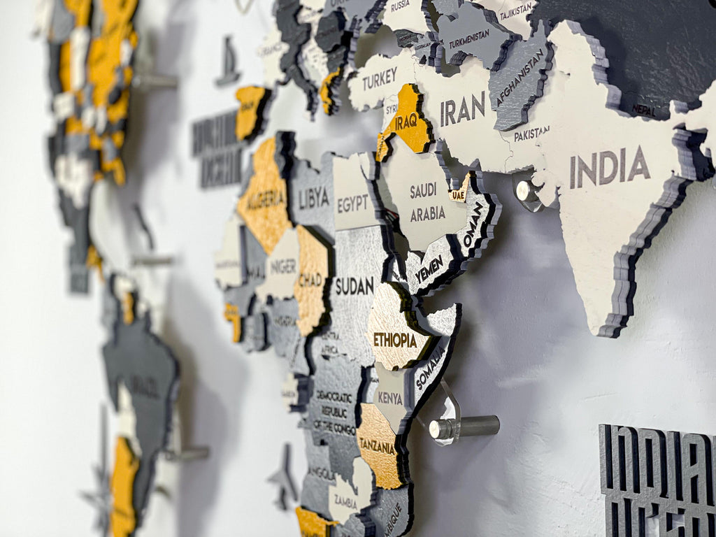 LED 3D Wooden Multilayer world map color Urban — buy | FACTURA