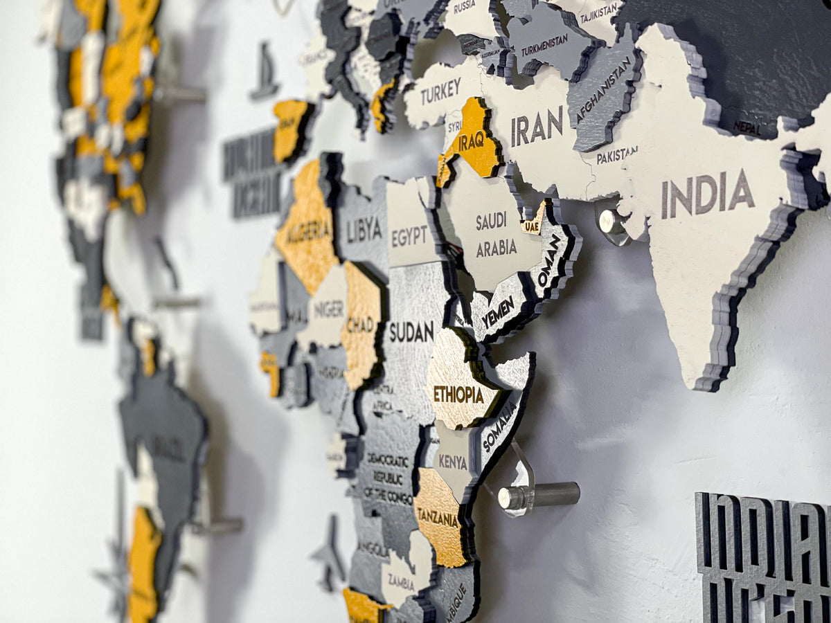 LED 3D Wooden Multilayer world map color Urban — buy | FACTURA