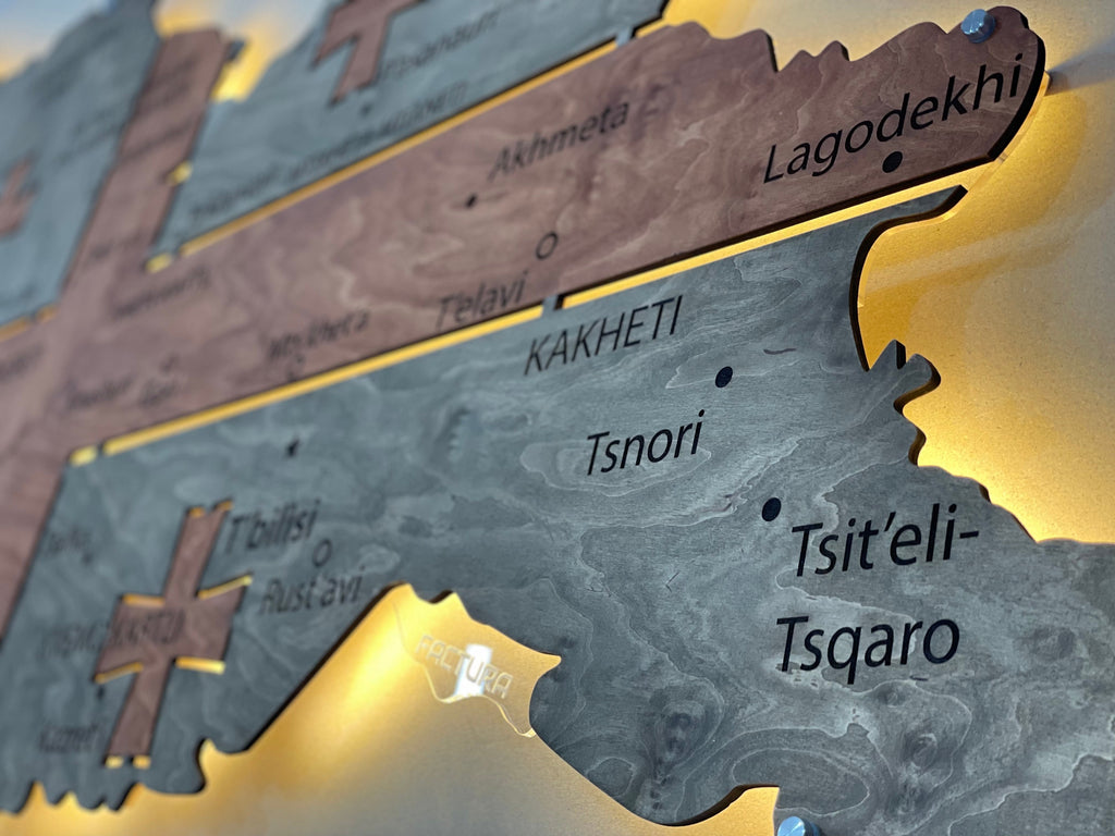 Georgia LED map on acrylic glass with backlighting between regions color Flag — buy | FACTURA
