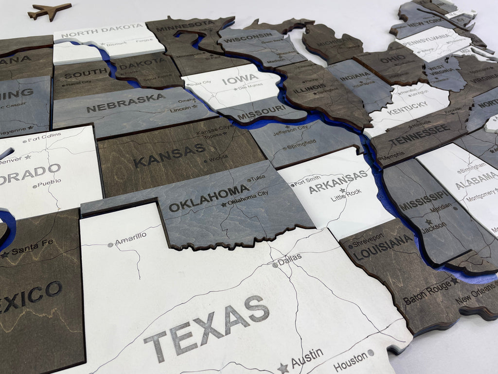 Wooden USA Map – With Rivers, color Loft — buy | FACTURA