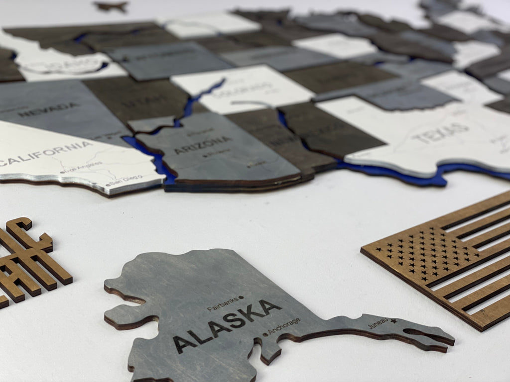 Wooden USA Map – With Rivers, color Loft — buy | FACTURA