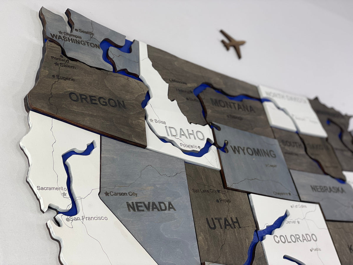 Wooden USA Map – With Rivers, color Loft — buy | FACTURA