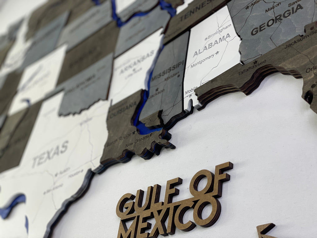 Wooden USA Map – With Rivers, color Loft — buy | FACTURA