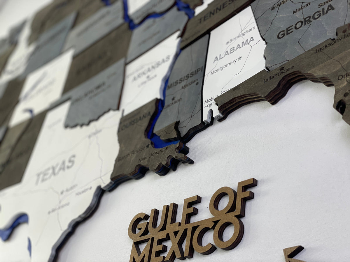 Wooden USA Map – With Rivers, color Loft — buy | FACTURA