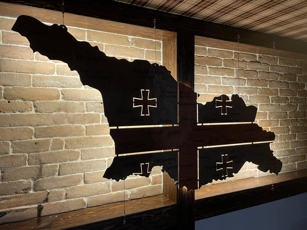 Georgia LED map on acrylic glass with backlighting between regions color Flag — buy | FACTURA