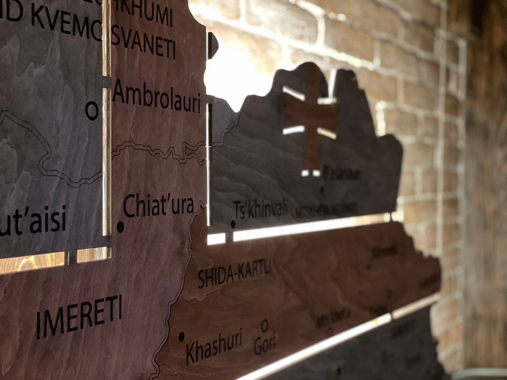 Georgia LED map on acrylic glass with backlighting between regions color Flag — buy | FACTURA