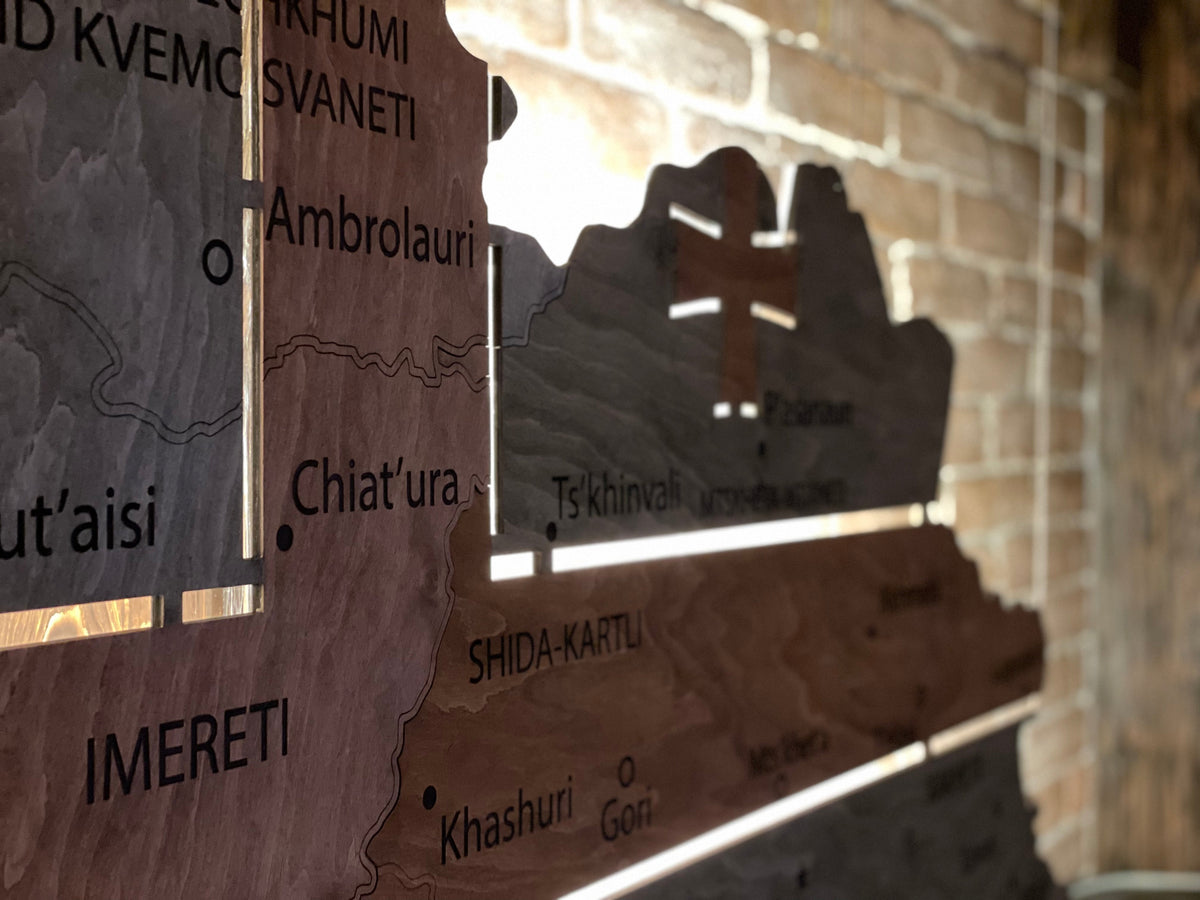 Georgia LED map on acrylic glass with backlighting between regions color Flag — buy | FACTURA