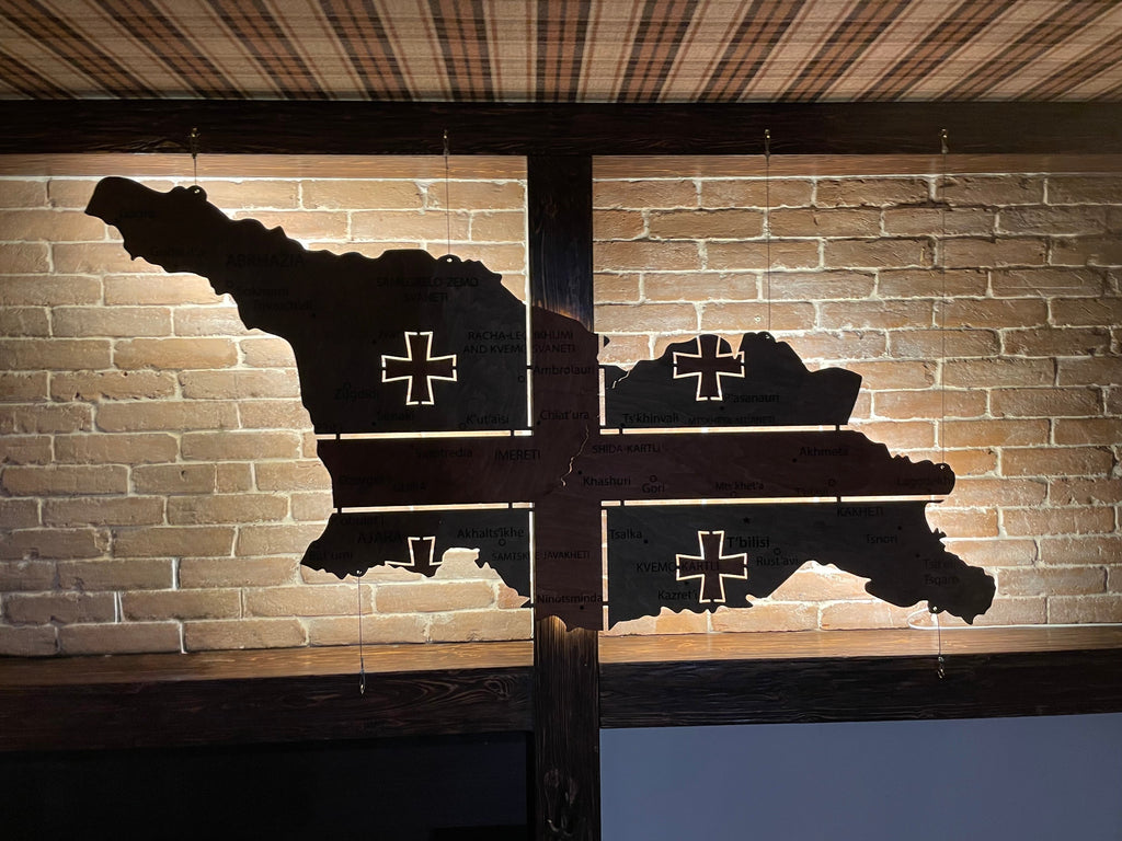 Georgia LED map on acrylic glass with backlighting between regions color Flag — buy | FACTURA