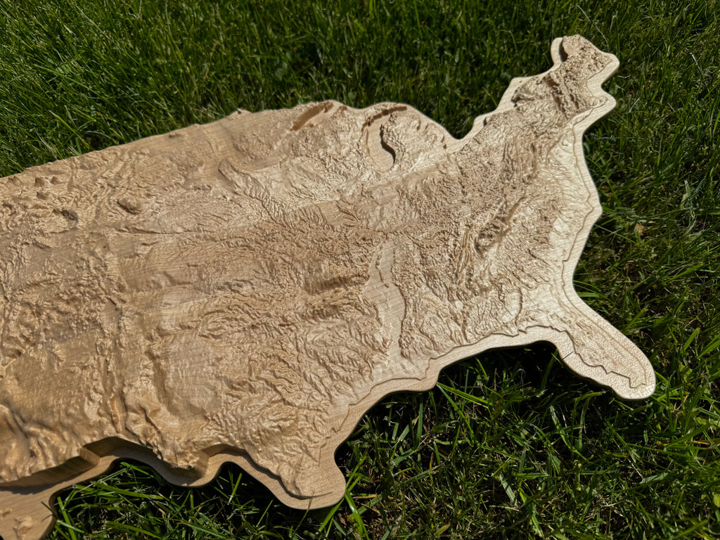 3D USA map Natural, Wooden topographic map — buy | FACTURA