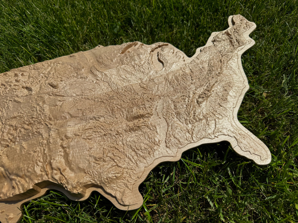 3D USA map Natural, Wooden topographic map — buy | FACTURA