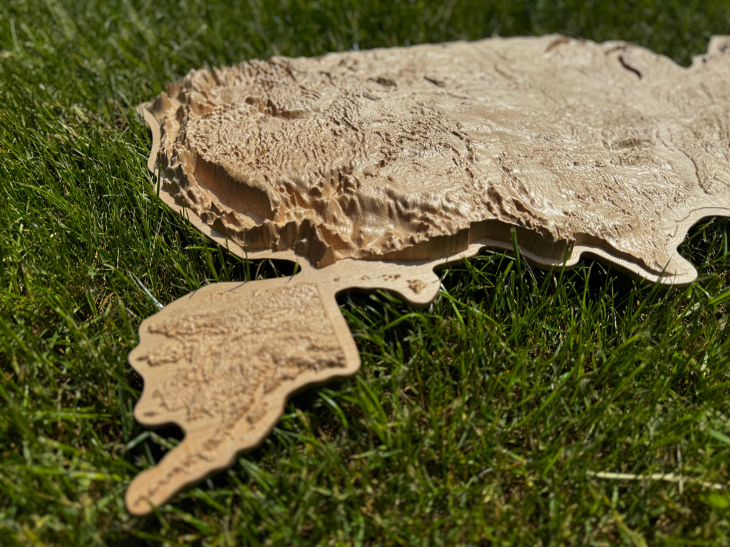 3D USA map Natural, Wooden topographic map — buy | FACTURA