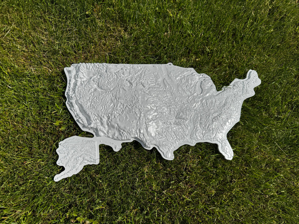 3D USA map White, Wooden topographic map — buy | FACTURA