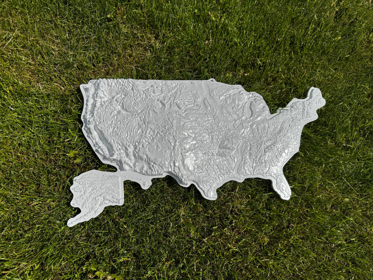 3D USA map White, Wooden topographic map — buy | FACTURA