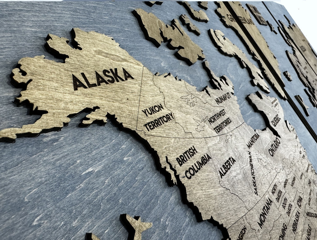 Wooden World Map Panel 2 for Wall with LED Lighting — buy | FACTURA