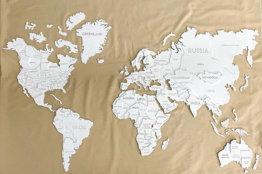 3D Wooden Multilayer world map color White — buy | FACTURA