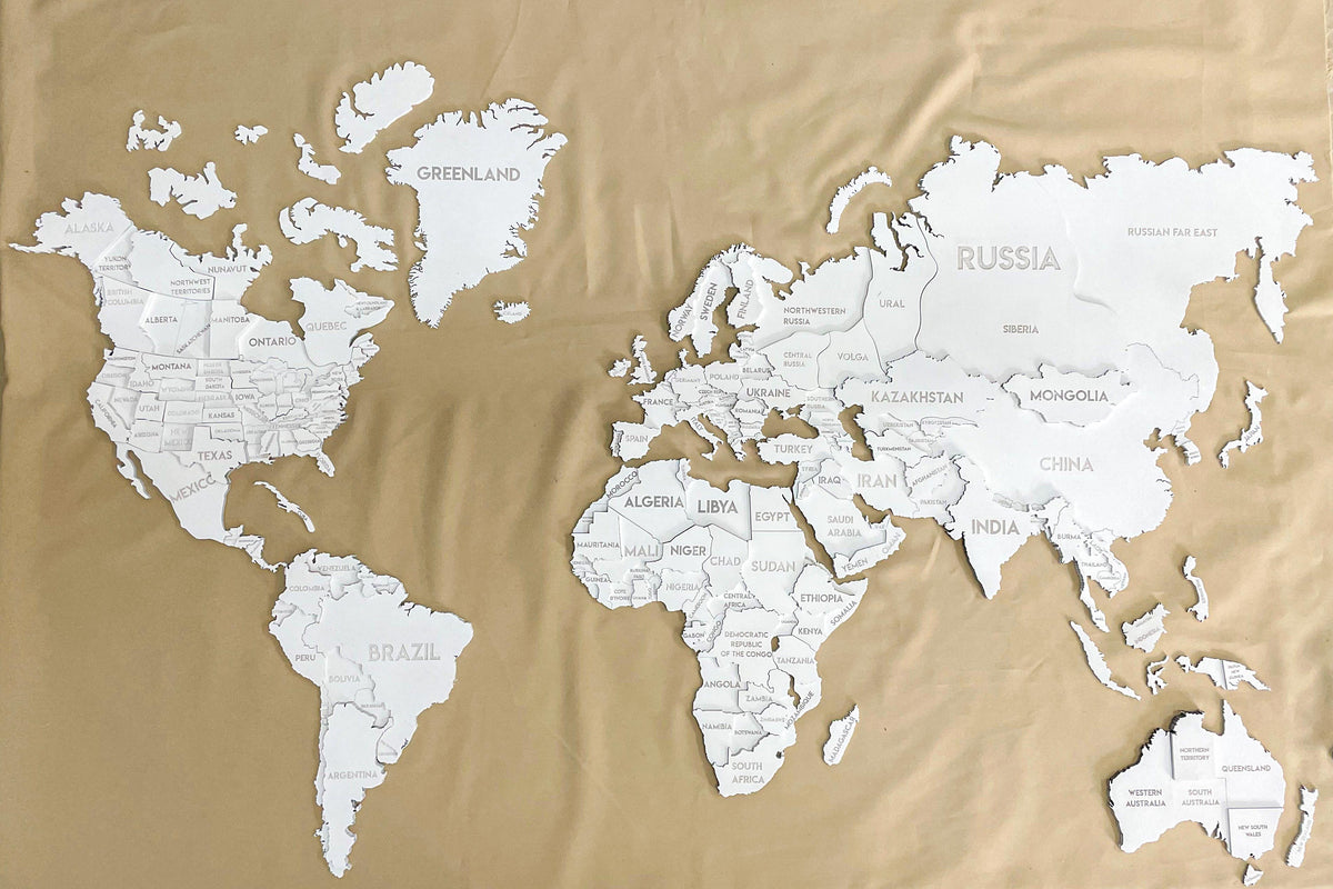 3D Wooden Multilayer world map color White — buy | FACTURA