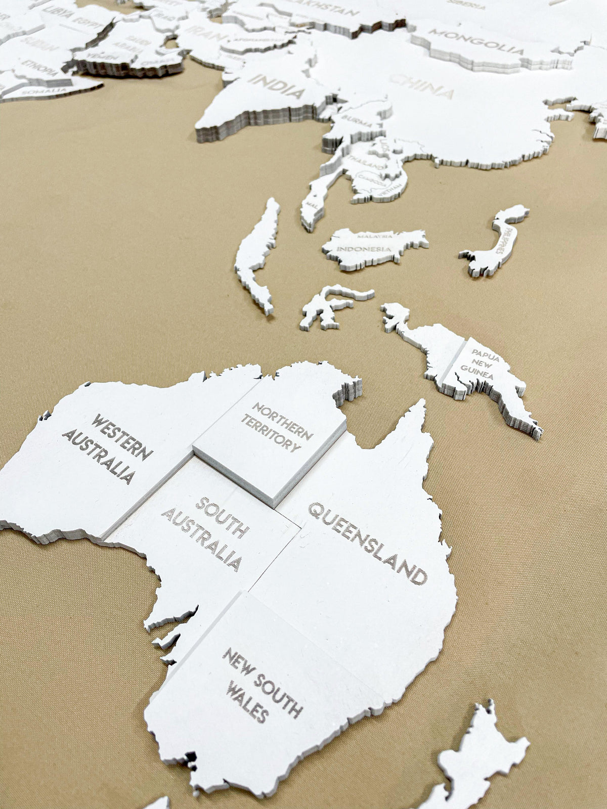 3D Wooden Multilayer world map color White — buy | FACTURA