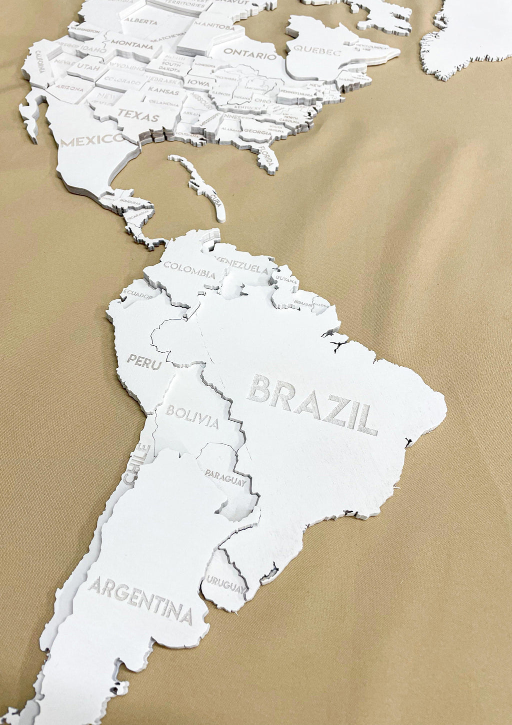 3D Wooden Multilayer world map color White — buy | FACTURA