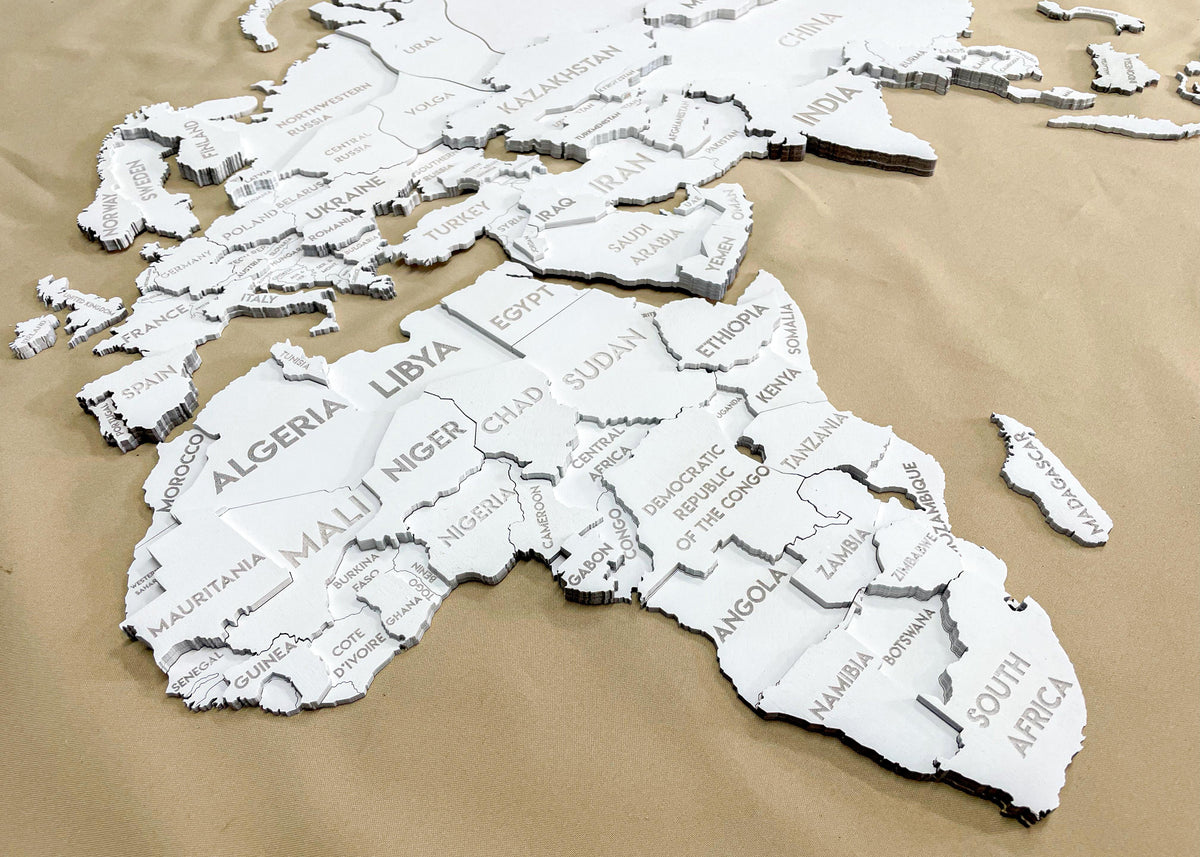 3D Wooden Multilayer world map color White — buy | FACTURA