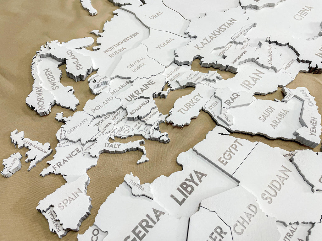 3D Wooden Multilayer world map color White — buy | FACTURA