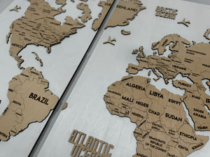 Wooden World Map Panel 3 for Wall with LED Lighting — buy | FACTURA