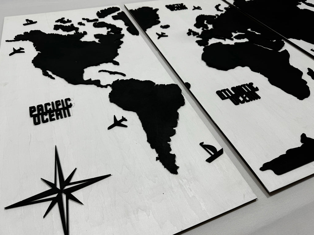 Wooden World Map Panel 4 for Wall with LED Lighting — buy | FACTURA