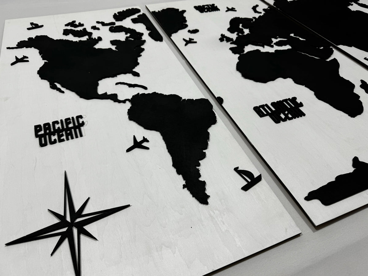 Wooden World Map Panel 4 for Wall with LED Lighting — buy | FACTURA