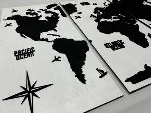 Wooden World Map Panel 4 for Wall with LED Lighting — buy | FACTURA