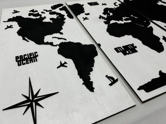 Wooden World Map Panel 4 for Wall with LED Lighting — buy | FACTURA