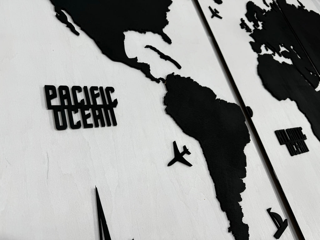 Wooden World Map Panel 4 for Wall with LED Lighting — buy | FACTURA