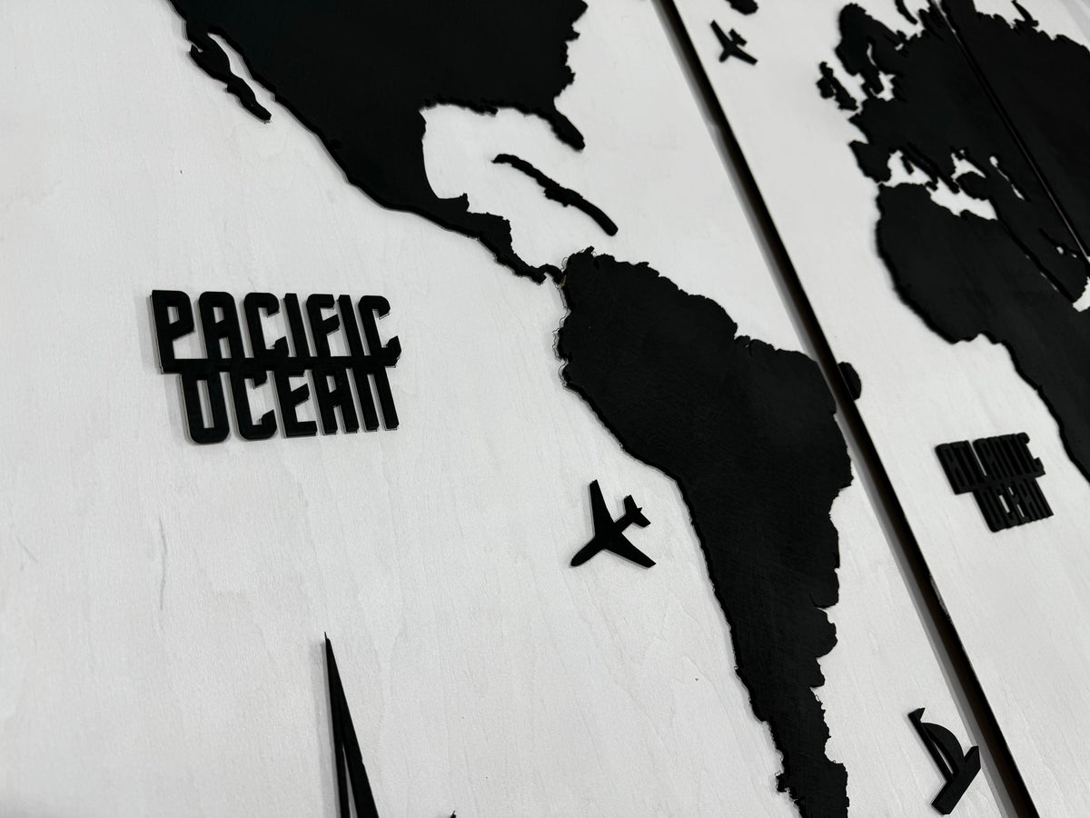 Wooden World Map Panel 4 for Wall with LED Lighting — buy | FACTURA