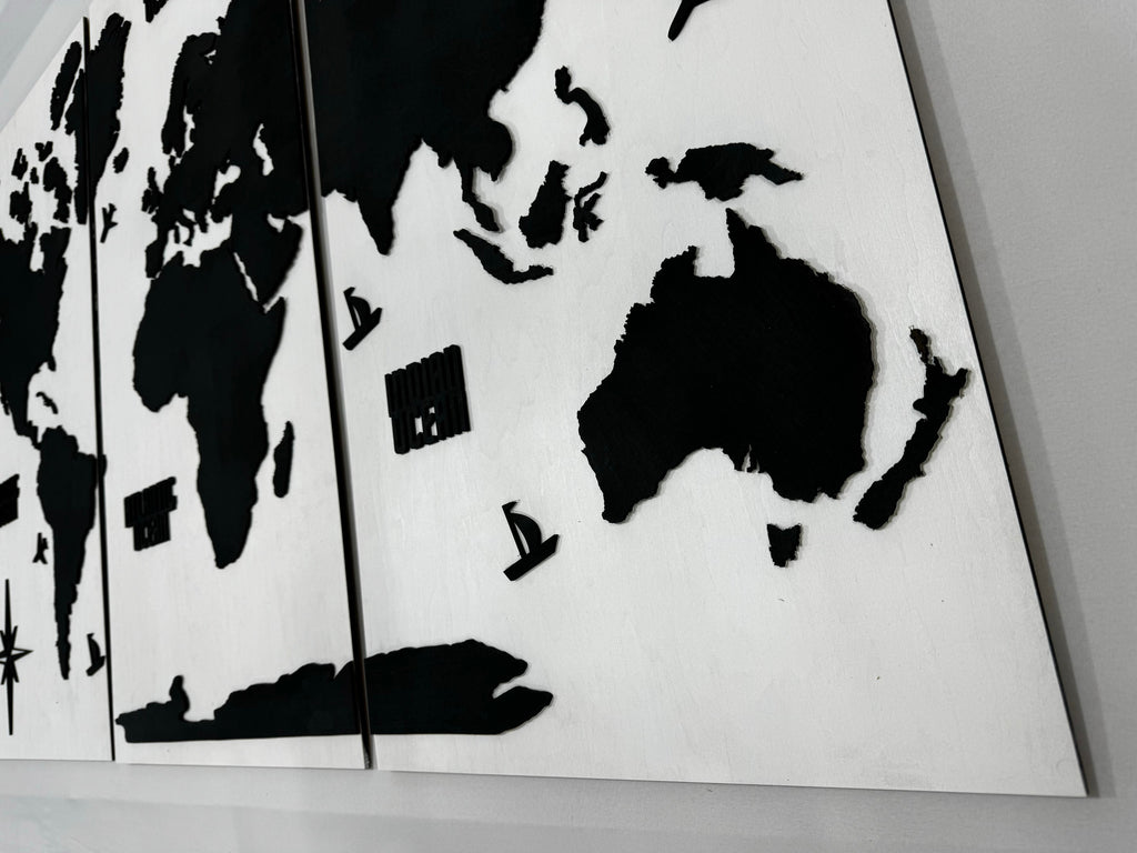 Wooden World Map Panel 4 for Wall with LED Lighting — buy | FACTURA