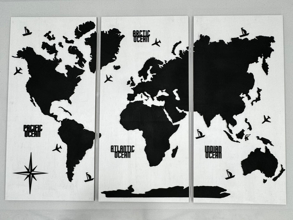 Wooden World Map Panel 4 for Wall with LED Lighting — buy | FACTURA