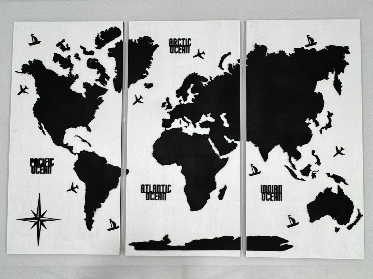 Wooden World Map Panel 4 for Wall with LED Lighting — buy | FACTURA