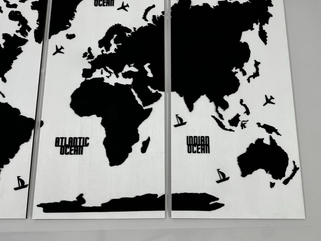 Wooden World Map Panel 4 for Wall with LED Lighting — buy | FACTURA