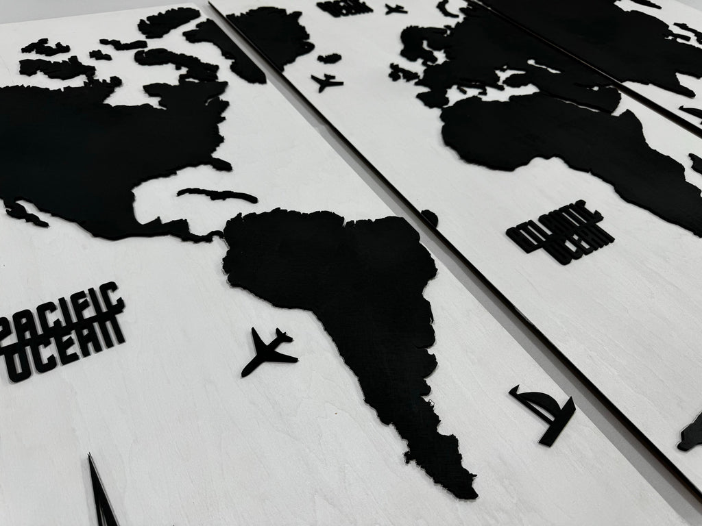 Wooden World Map Panel 4 for Wall with LED Lighting — buy | FACTURA