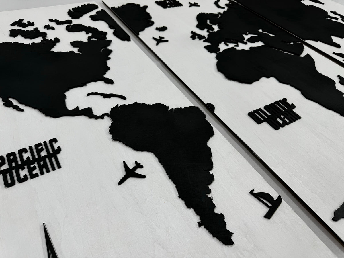 Wooden World Map Panel 4 for Wall with LED Lighting — buy | FACTURA