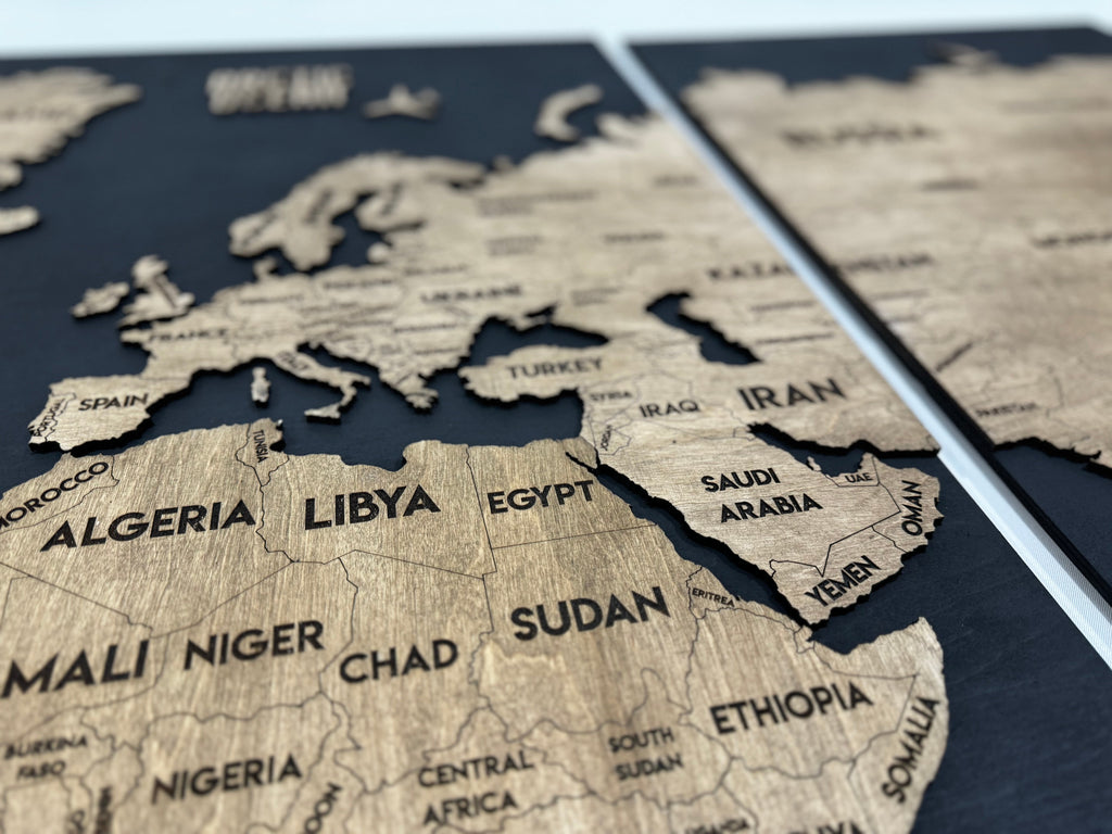 Wooden World Map Panel 6 for Wall with LED Lighting — buy | FACTURA