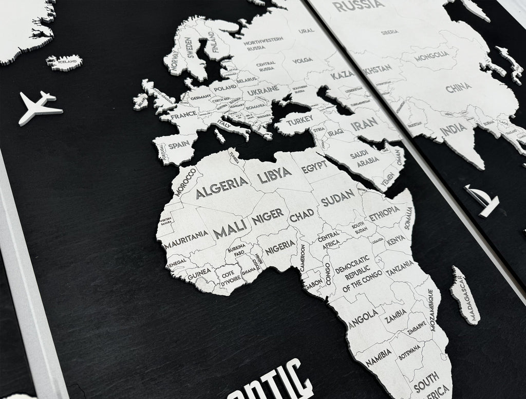 Wooden World Map Panel 5 for Wall with LED Lighting — buy | FACTURA