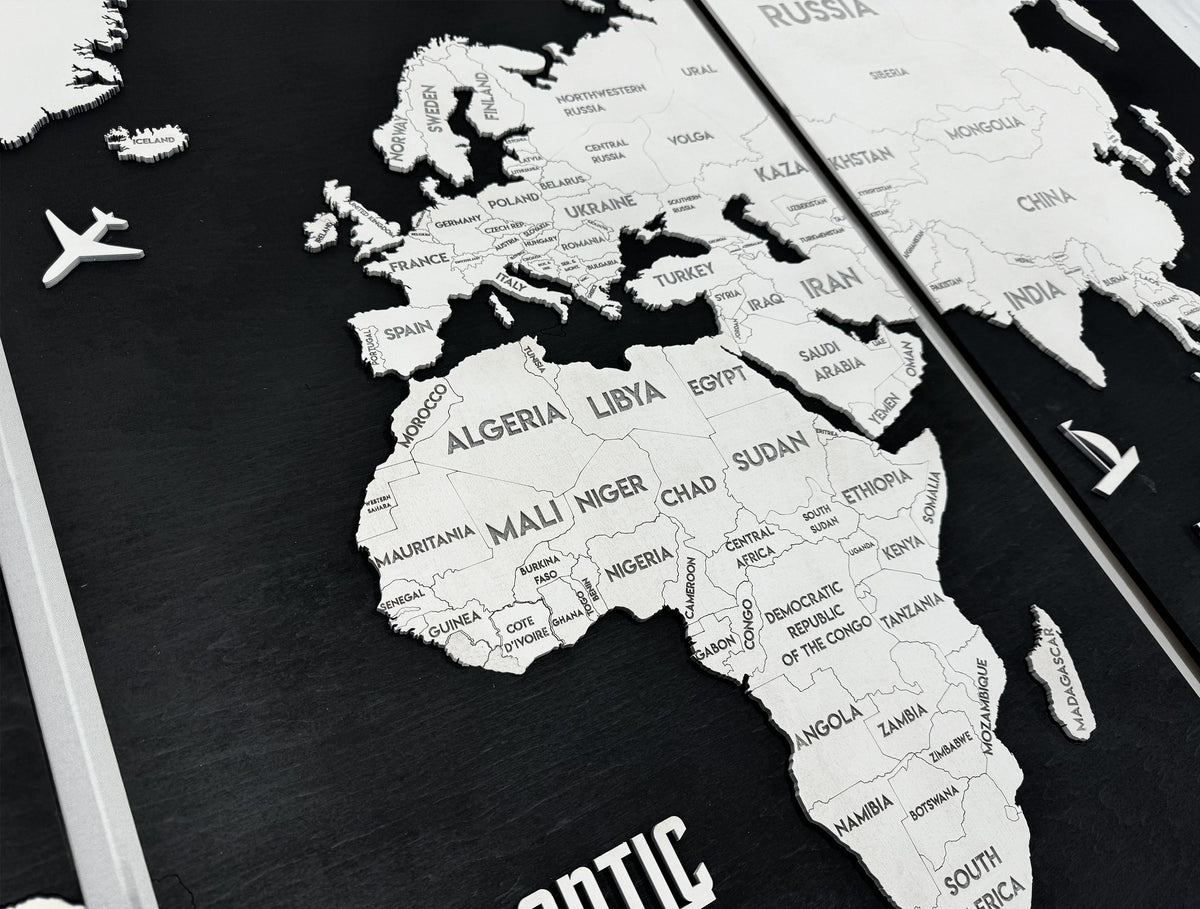 Wooden World Map Panel 5 for Wall with LED Lighting — buy | FACTURA